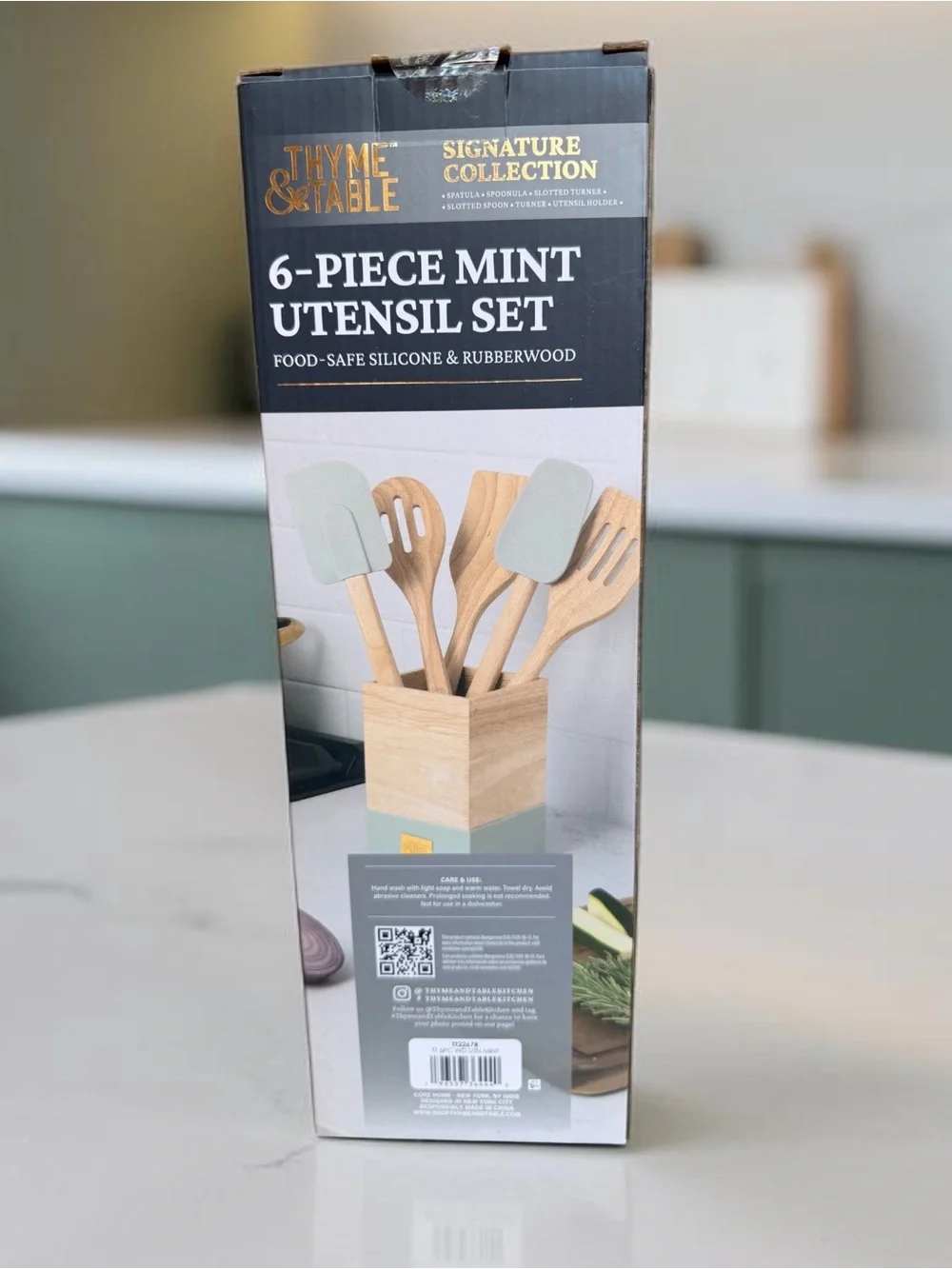 Thyme & Table 6-Piece Mint Silicone & Rubberwood Kitchen Utensil Set (NIB)